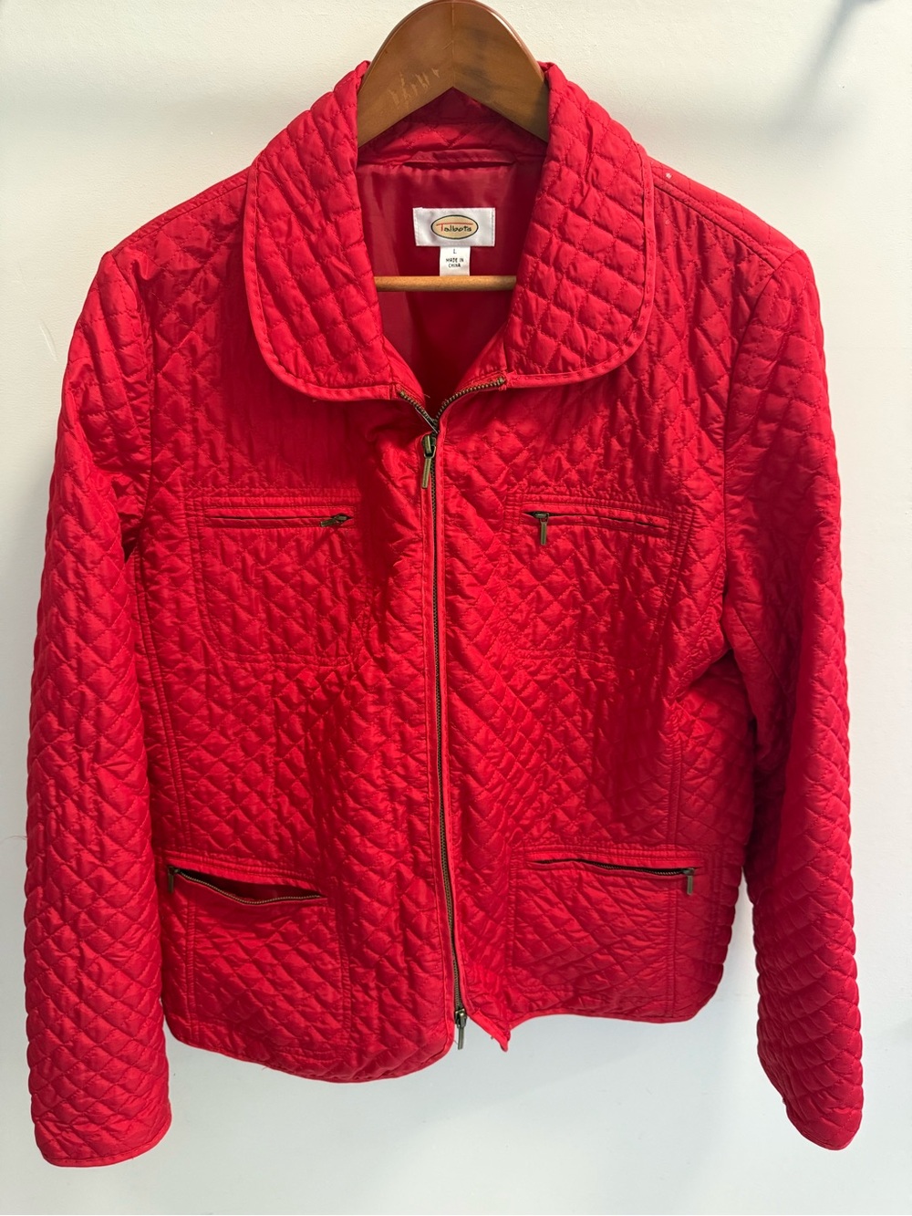 Talbots Red Quilted Zip-Front Jacket women’s large